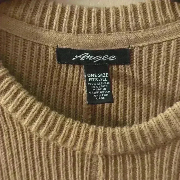 Angee Sweater Baxy Pull Over Brown Scoop Neck Acrylic One Size Fits All - Picture 3 of 4